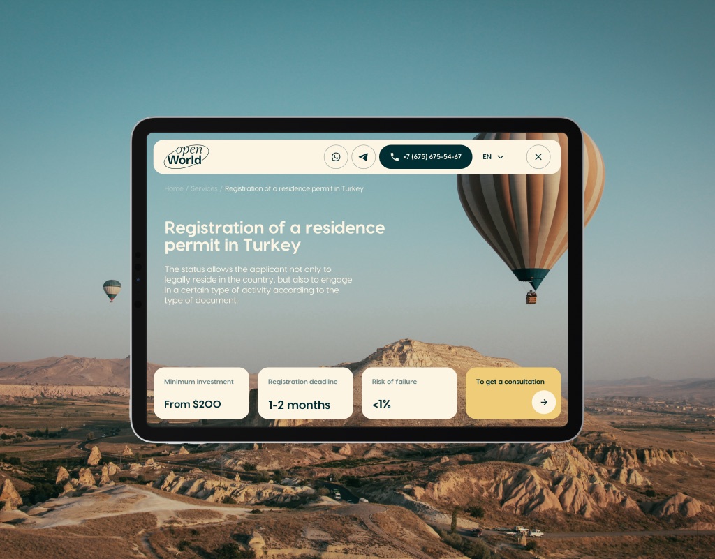 Open World — real estate website for residence permit in Turkey